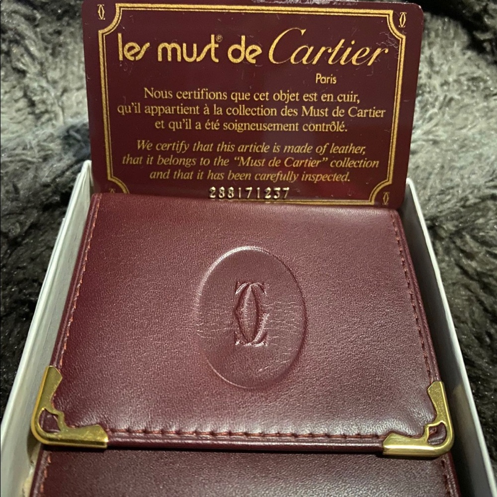 Must De Cartier Bordeaux Leather Coin purse Wallet